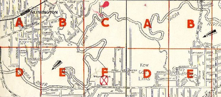 Map of East Kew 1950s.